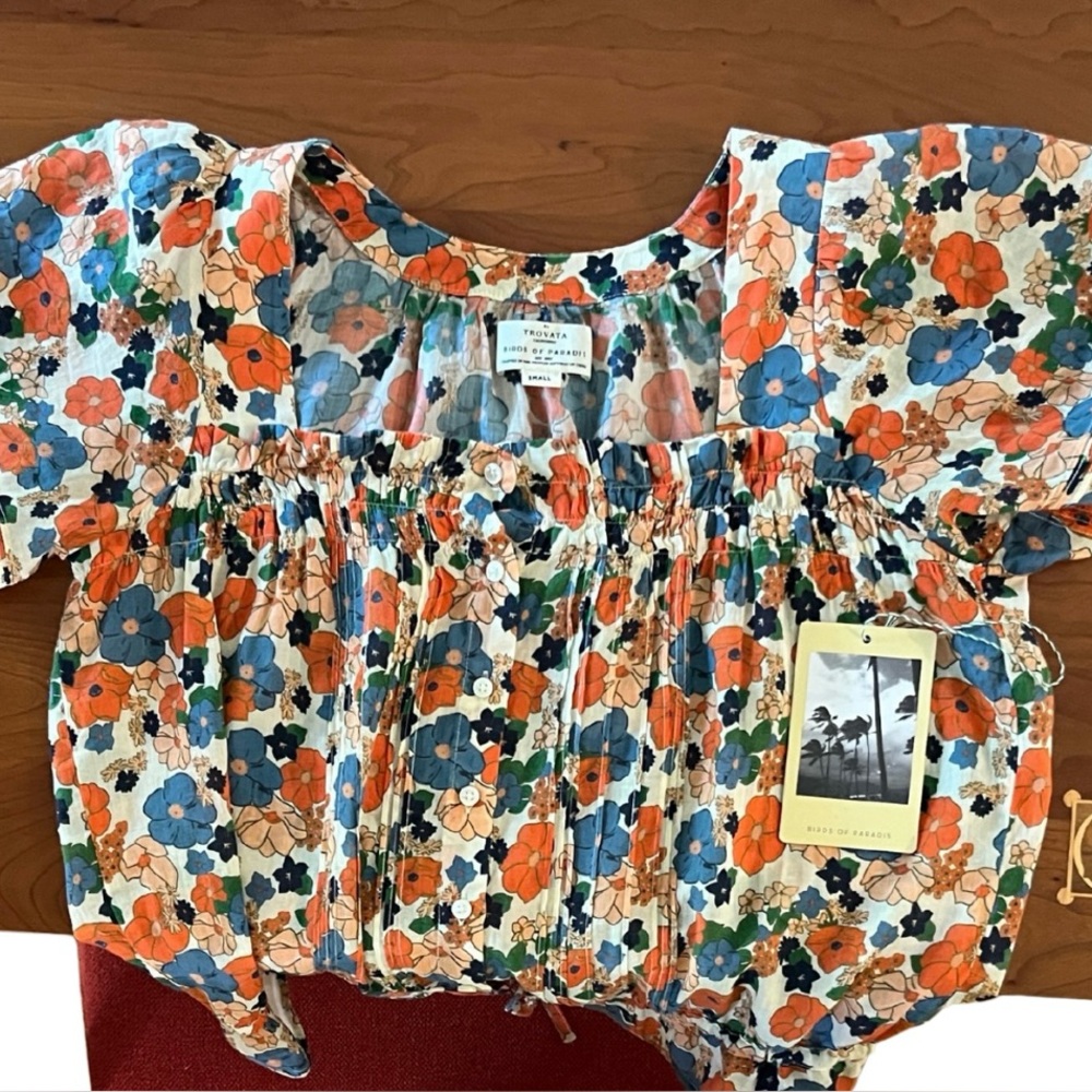 Trovata Birds of Paradise Floral Ramie Cotton Fabric Size Small - Picture 4 of 7